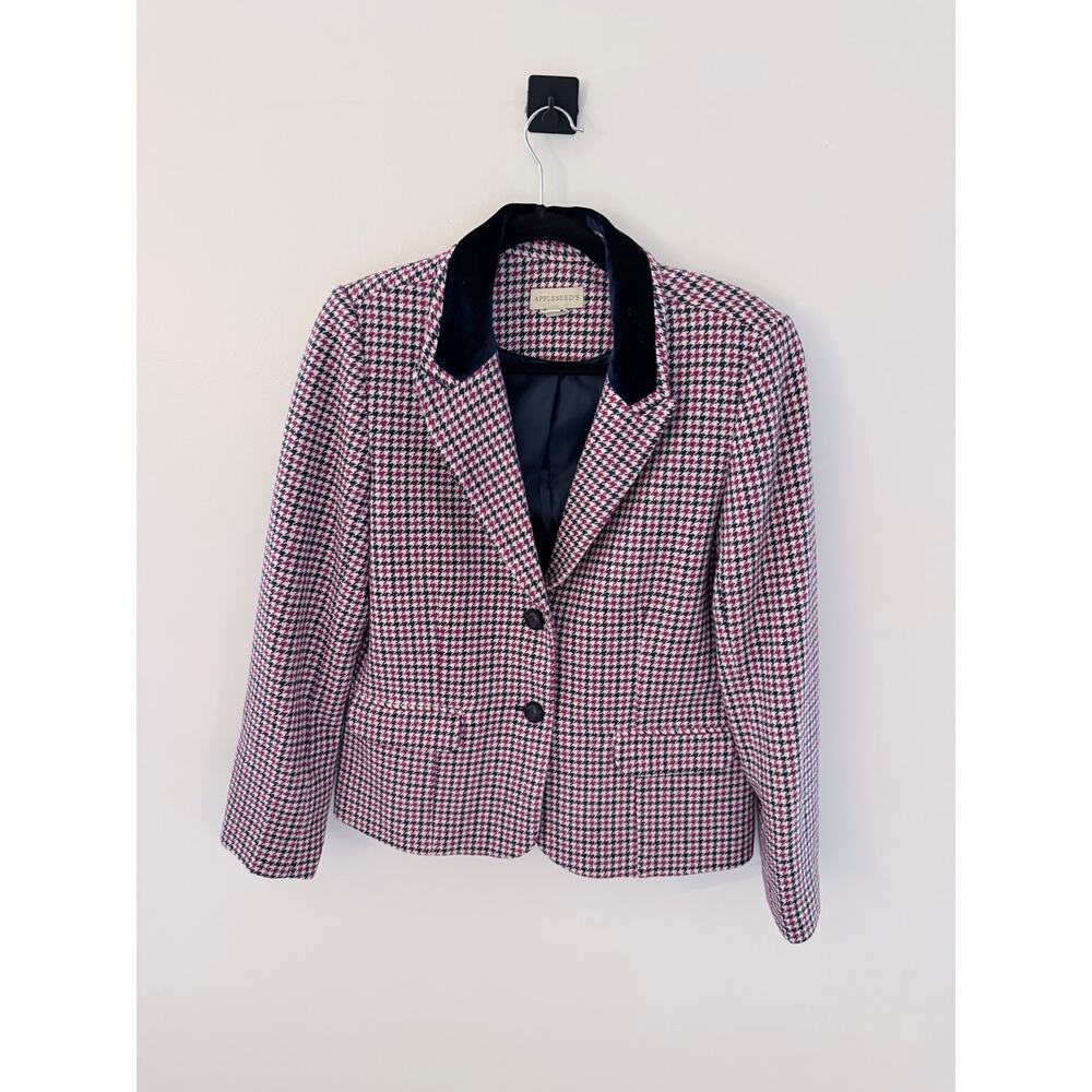 Appleseed’s Navy Blue and Pink Houndstooth Blazer-Size 10